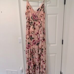 Pink floral maxi dress